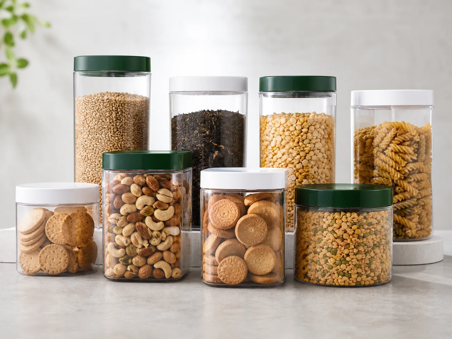 Biscuits tea and dry food containers