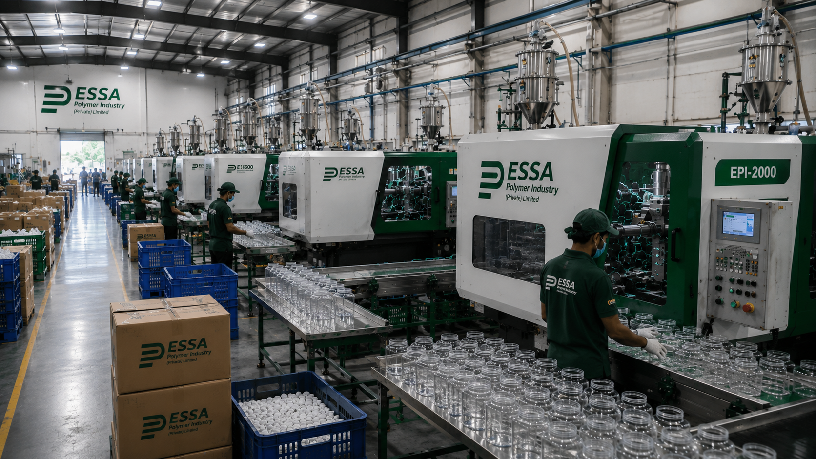 Essa Polymer manufacturing floor and rigid packaging production lines