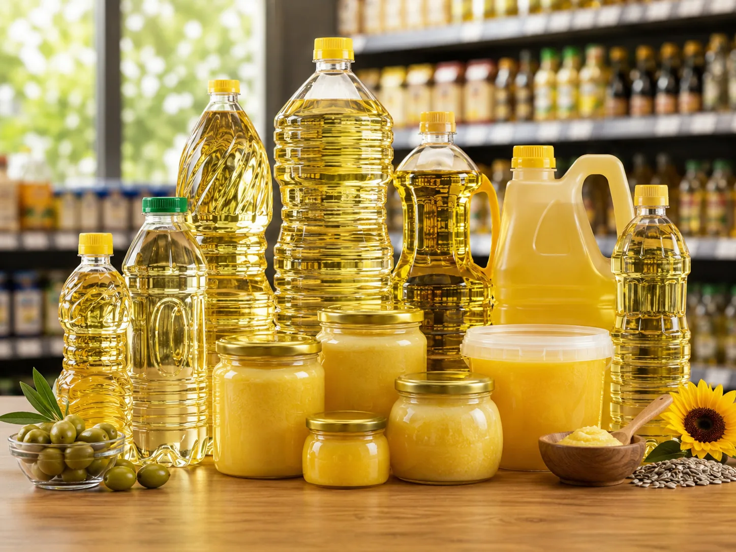 Rigid plastic packaging for edible oils and ghee